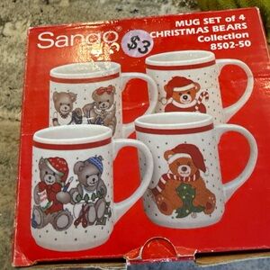 Sango Christmas Bears Mug Set - Festive Red and White